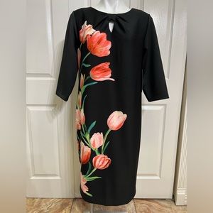 Black dress with tulips
